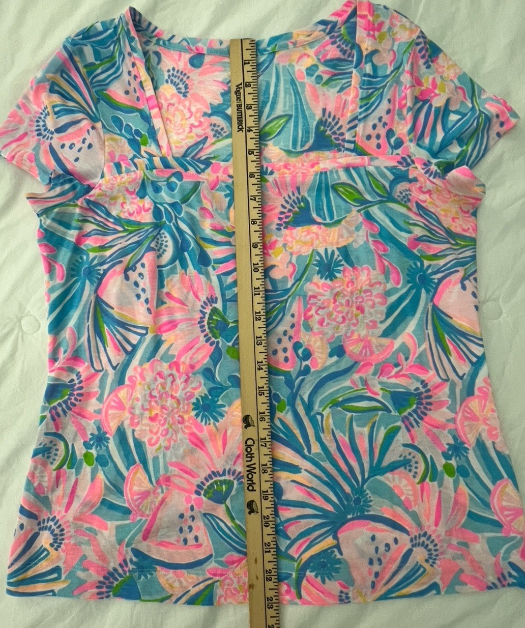 Lilly Pulitzer Tropical Punch Rexa Square Neck Top Tee Size M