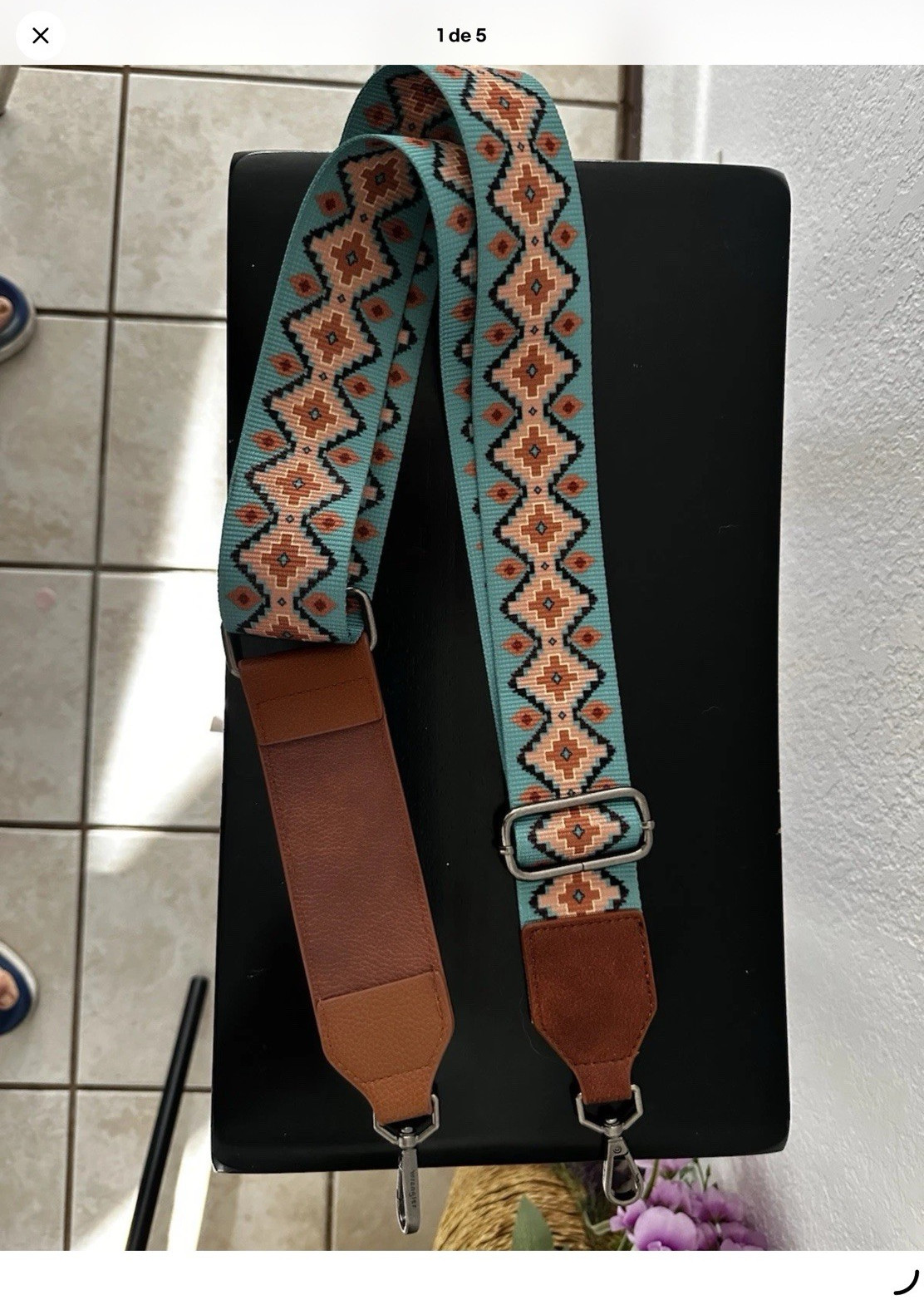 Wrangler Adjustable Handbag Strap Aztec Geometric Turquoise Brown