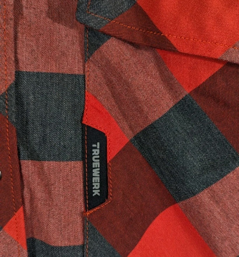 Truewerk Shirt Mens Medium Red Gray Plaid Tech Flannel Snap Front Workwear