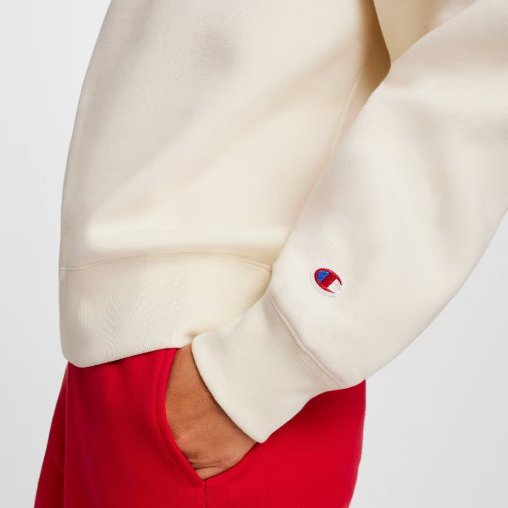 Champion Women Fleece Sweatshirt – Cream Plaid S