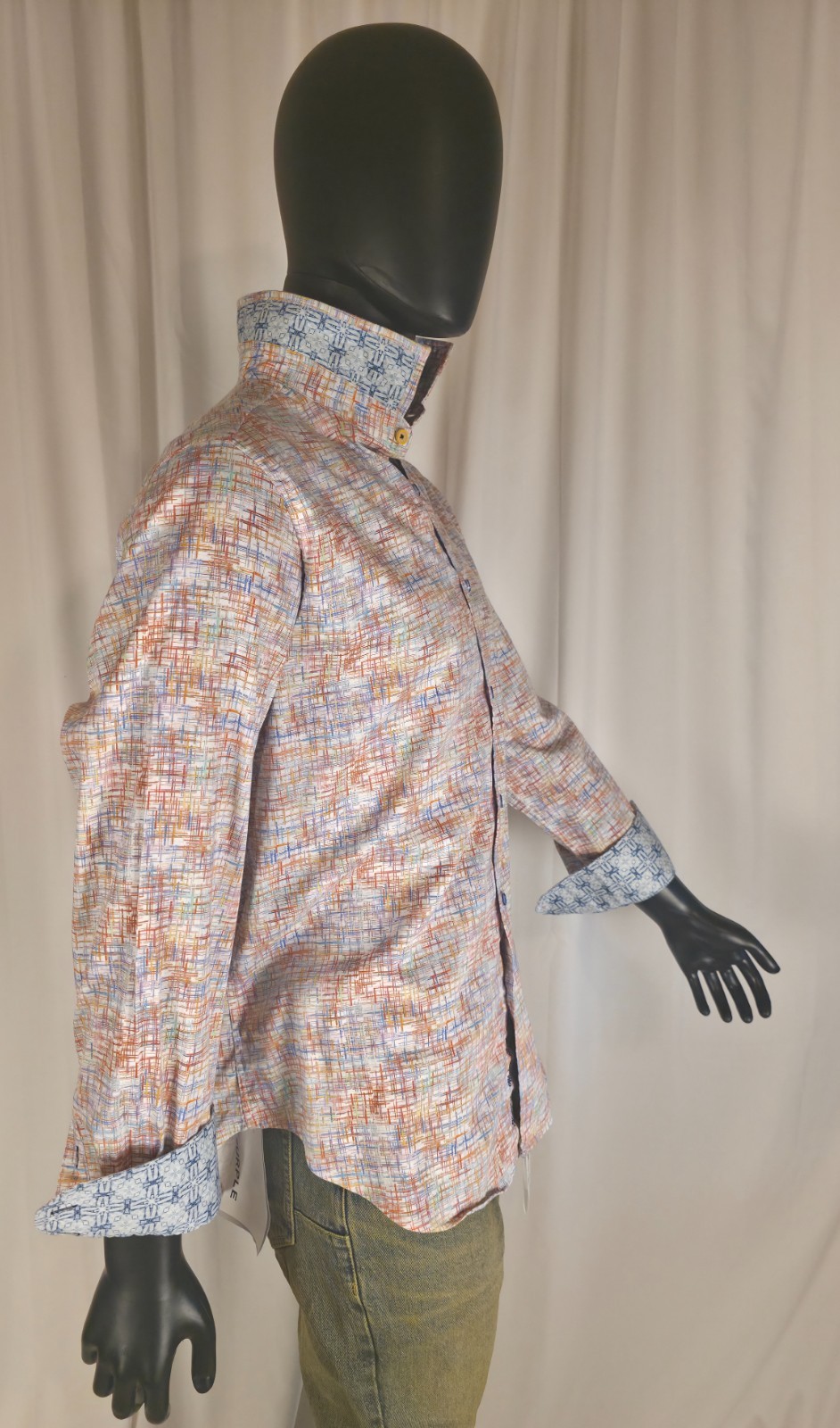 ☀️ Robert Graham “Antalya” XL shirt with multicolor cross-hatched pattern ☀️