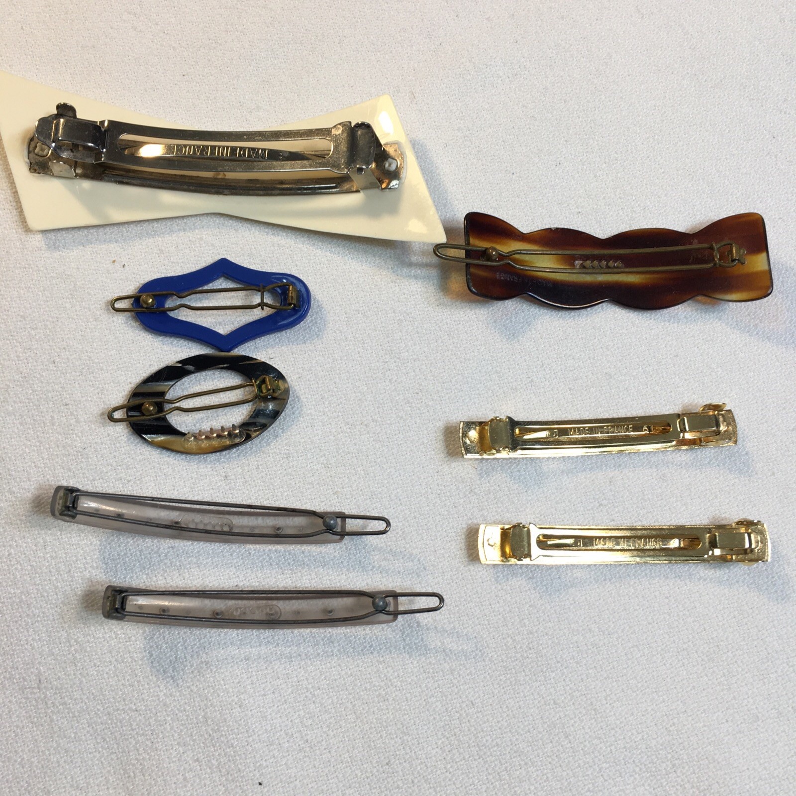 Lot of 9 Vintage Hair Clip Pin Barrettes Assorted Made in France