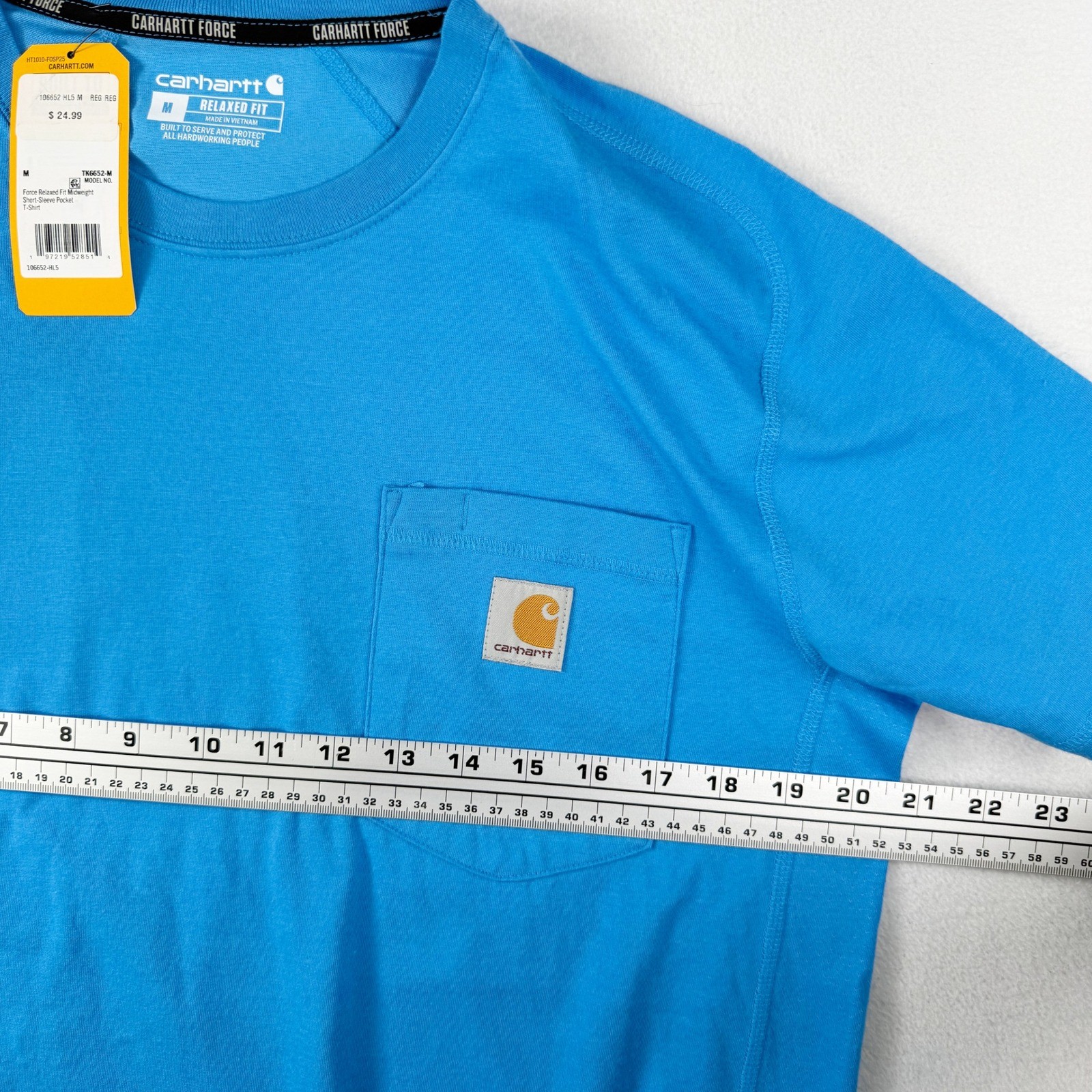Carhartt Force Pocket T-Shirt Mens Size M Blue Relaxed Fit UPF 25 NEW