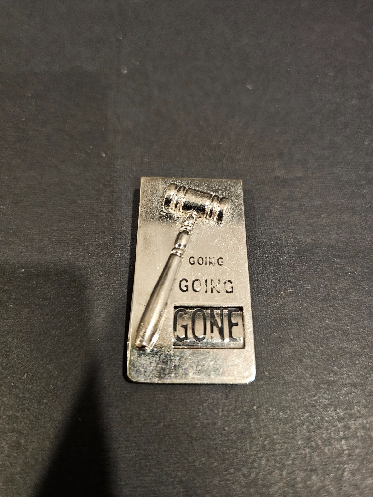 Silver Tone Metal Going Going Gone Empty Wallet Joke Novelty Money Clip