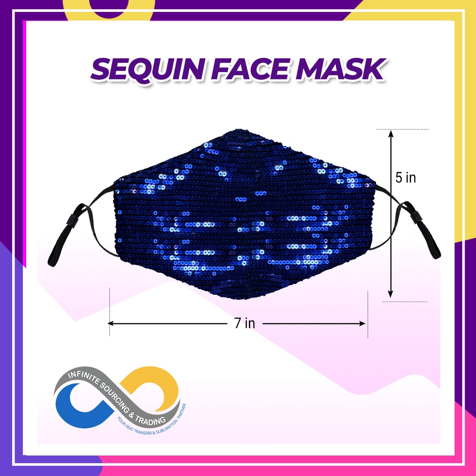 Bling Face Mask, Fashion Washable Sparkly Sequin Face Mask, Cotton Face Mask