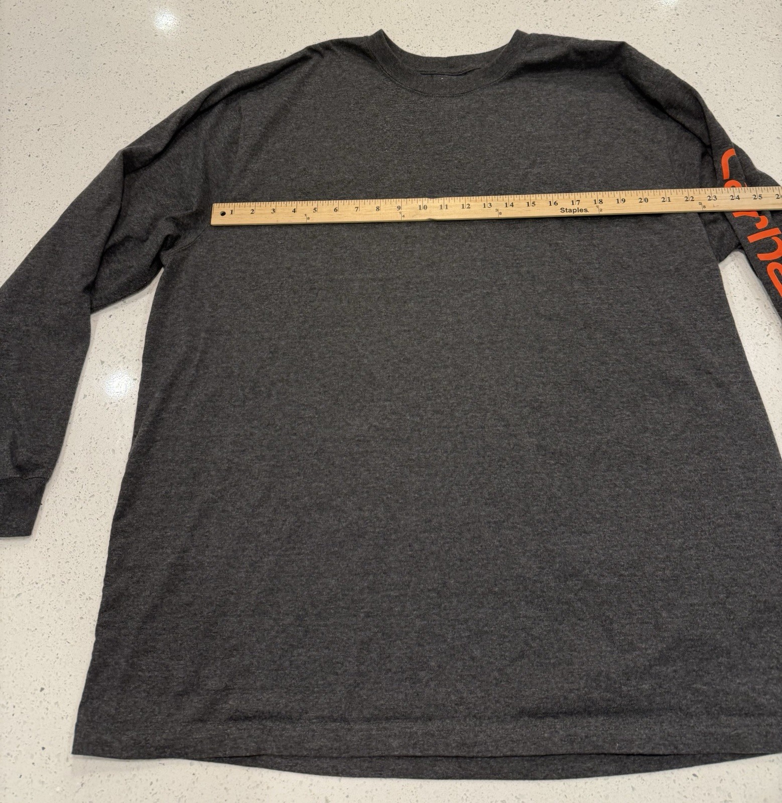 Carhartt Loose Fit Long Sleeve Shirt Mens 2XL Charcoal Grey Orange Crew Neck
