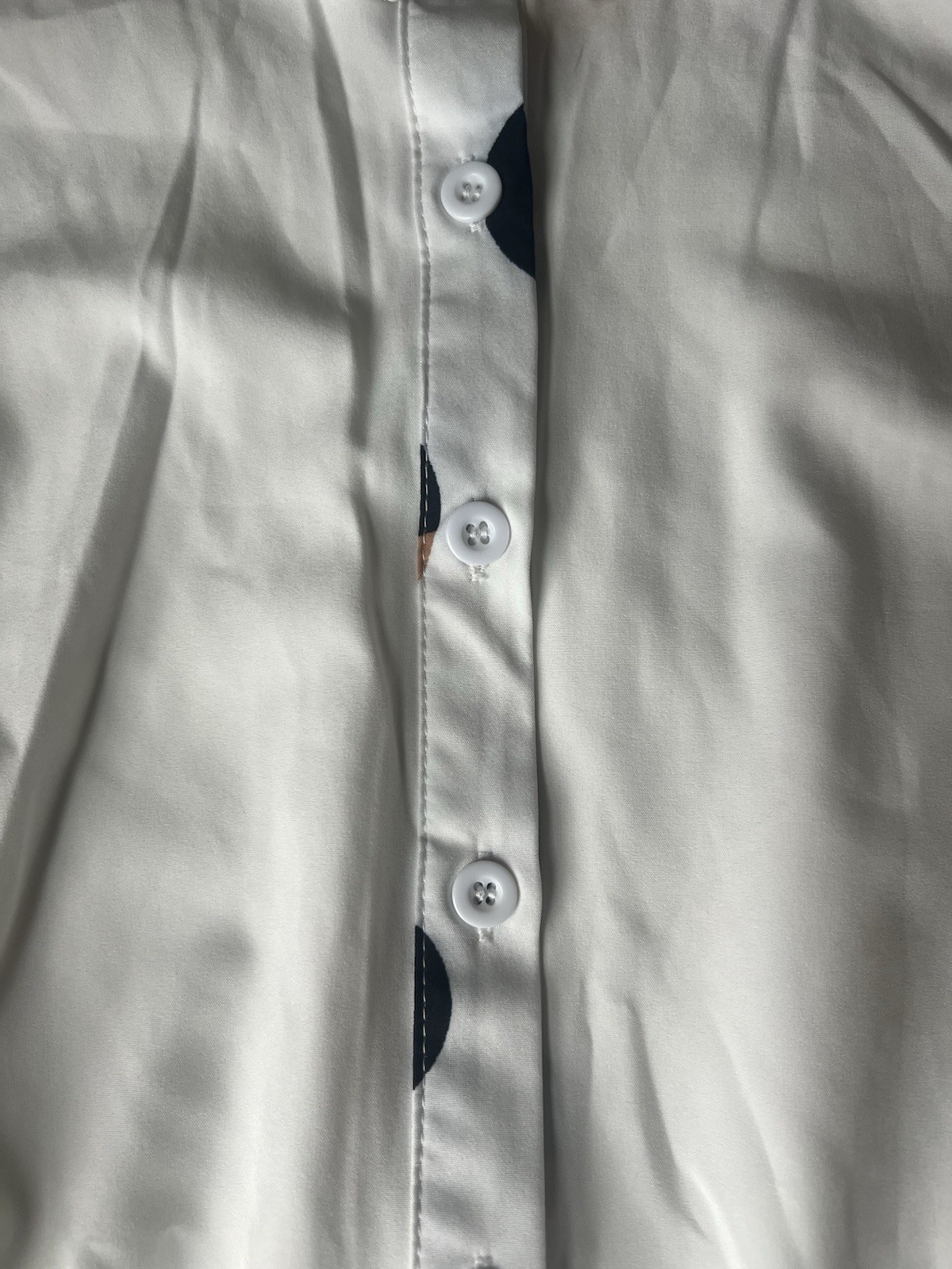 NWOT White Cold Shoulder Blouse Geometric Placket Button Down Shirt Women Size S