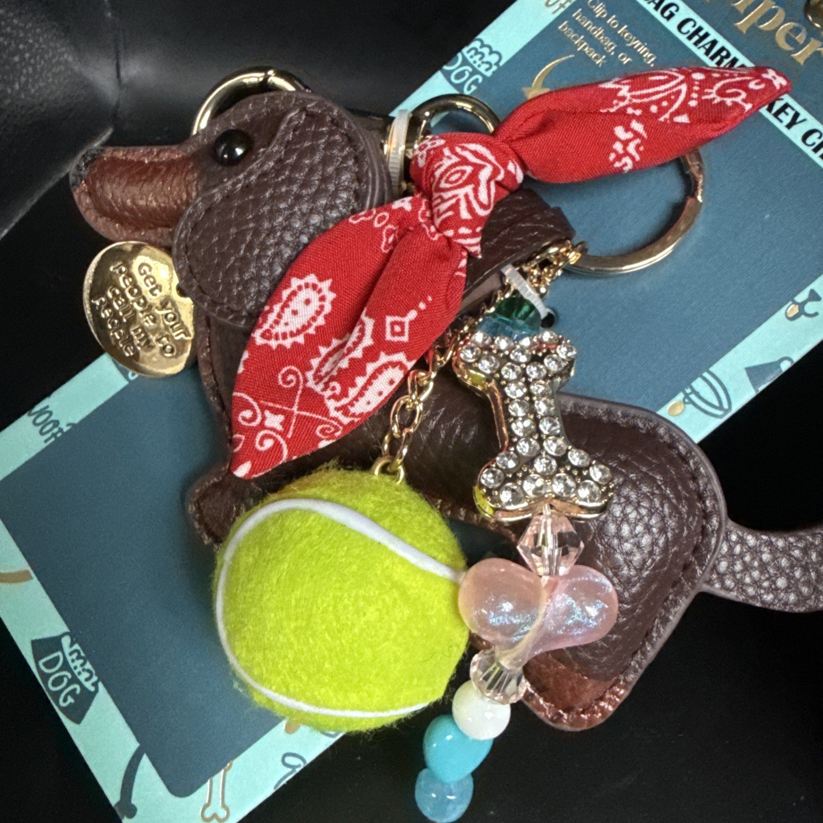 Piper K Dachshund (Wiener Dog) Leather Bag Charm / Key Chain Viral On TikTok NEW