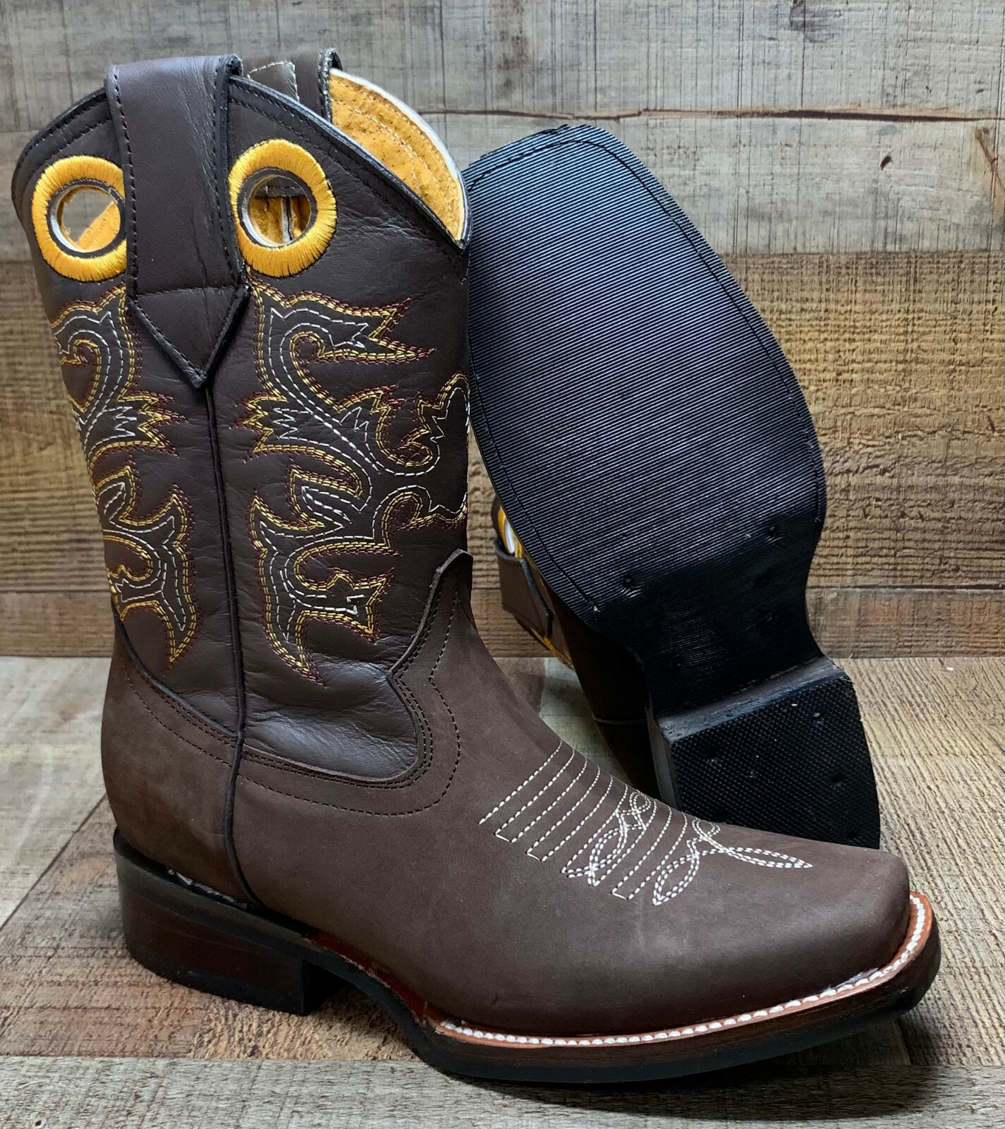 Women’s Western Rodeo Cowgirl Boots Genuine Leather Square Toe Botas Vaqueras