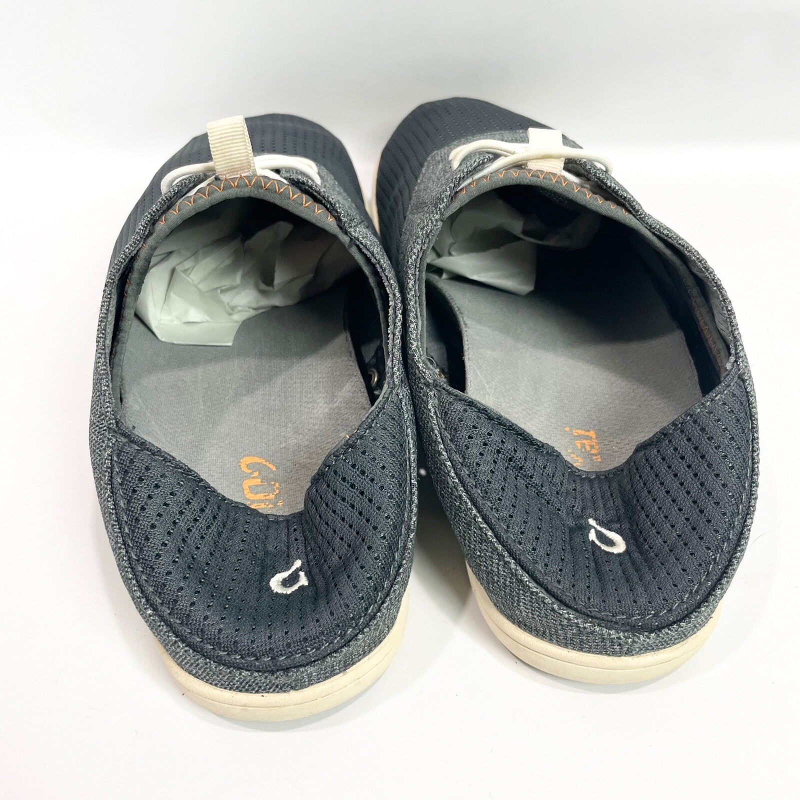 Olukai Mens 9 Nohea Moku Slip On Sneaker Boat Shoe No Tie Gray 10283