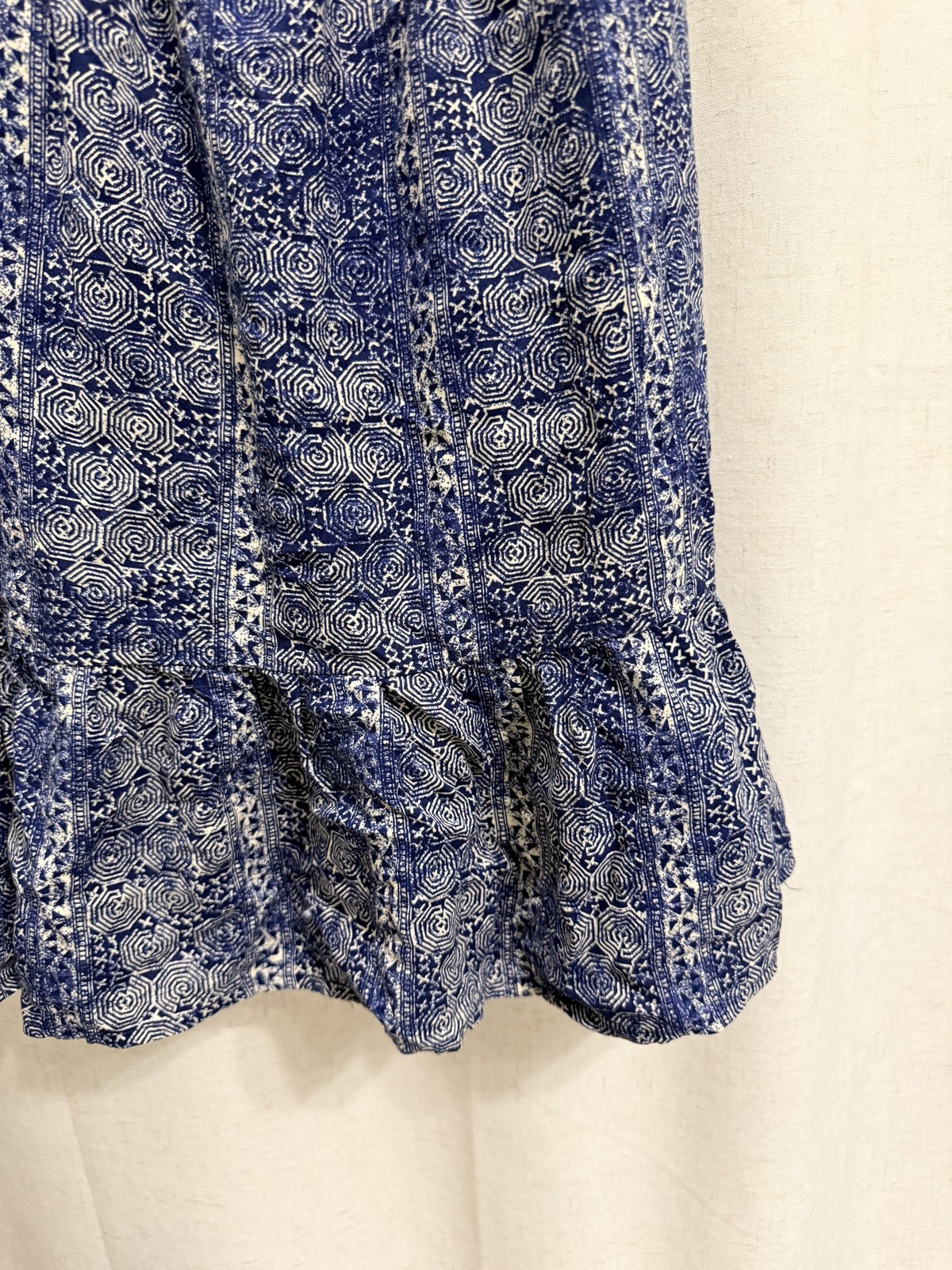 Blue Rain Sz S Blue Patterned Spaghetti Strap Dress