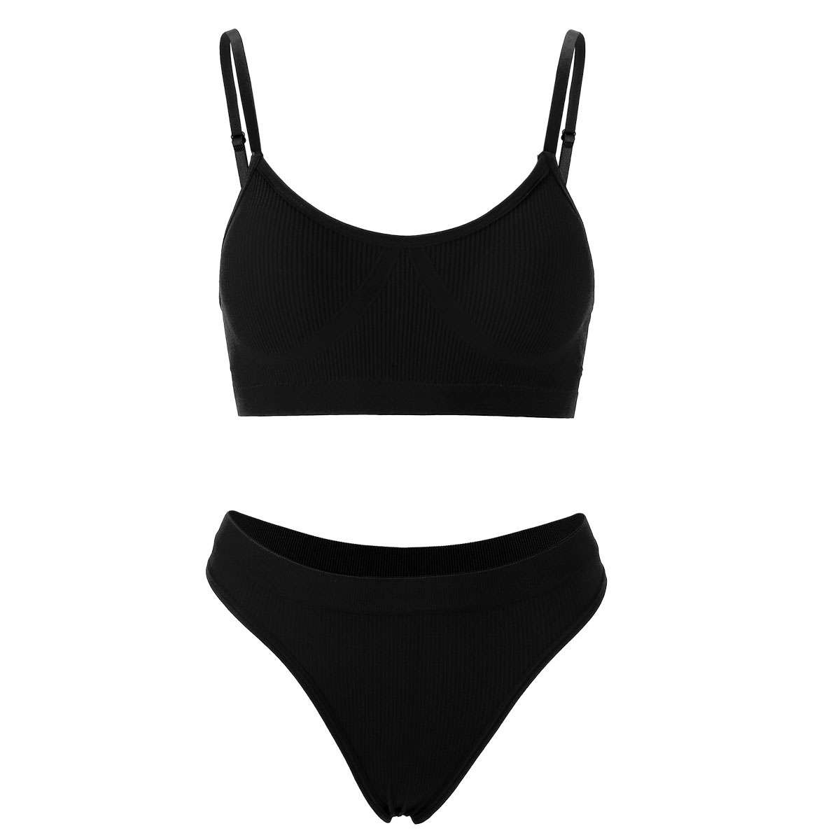Women’s Push Up Bra And Panty Set Pull Over Bralette Underwear Sport Round Neck