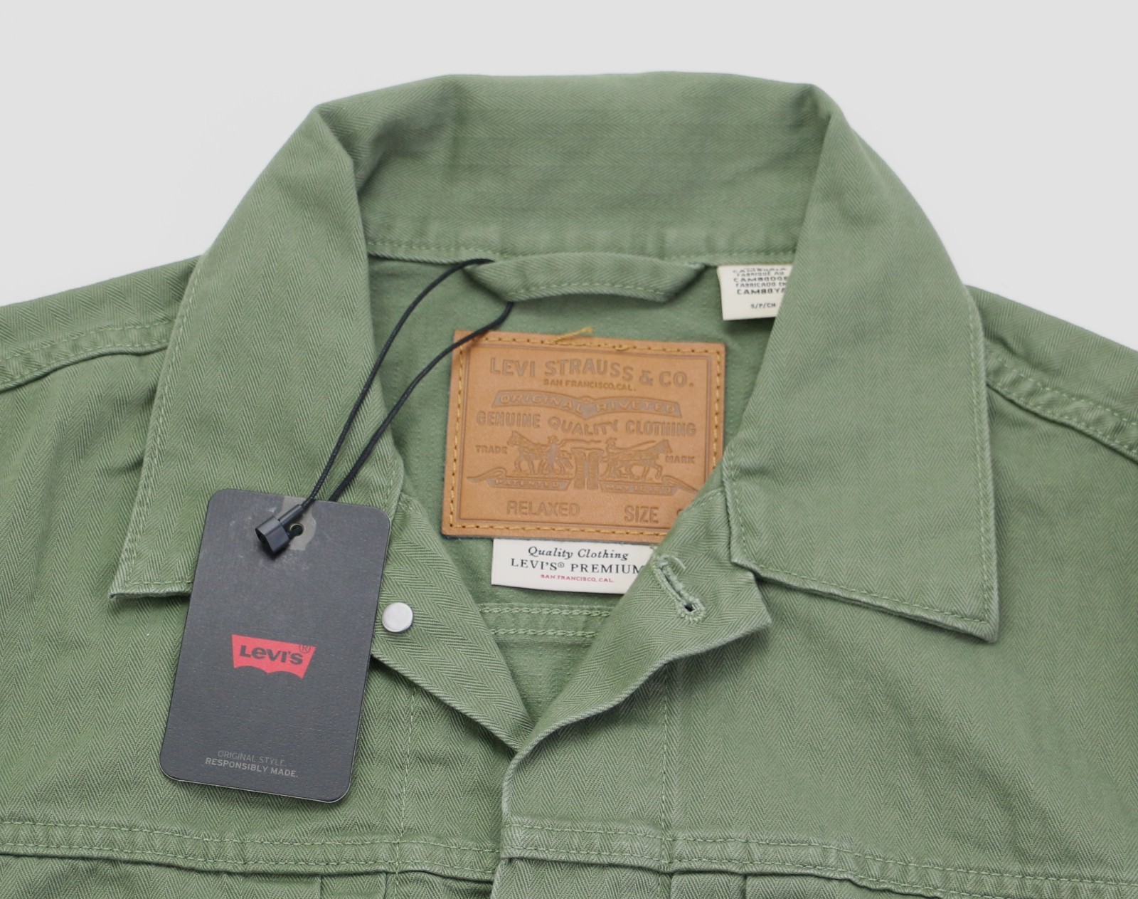 Levi’s Premium Type 1 Denim Trucker Jacket Men’s Sizes S-XXL Cotton Green