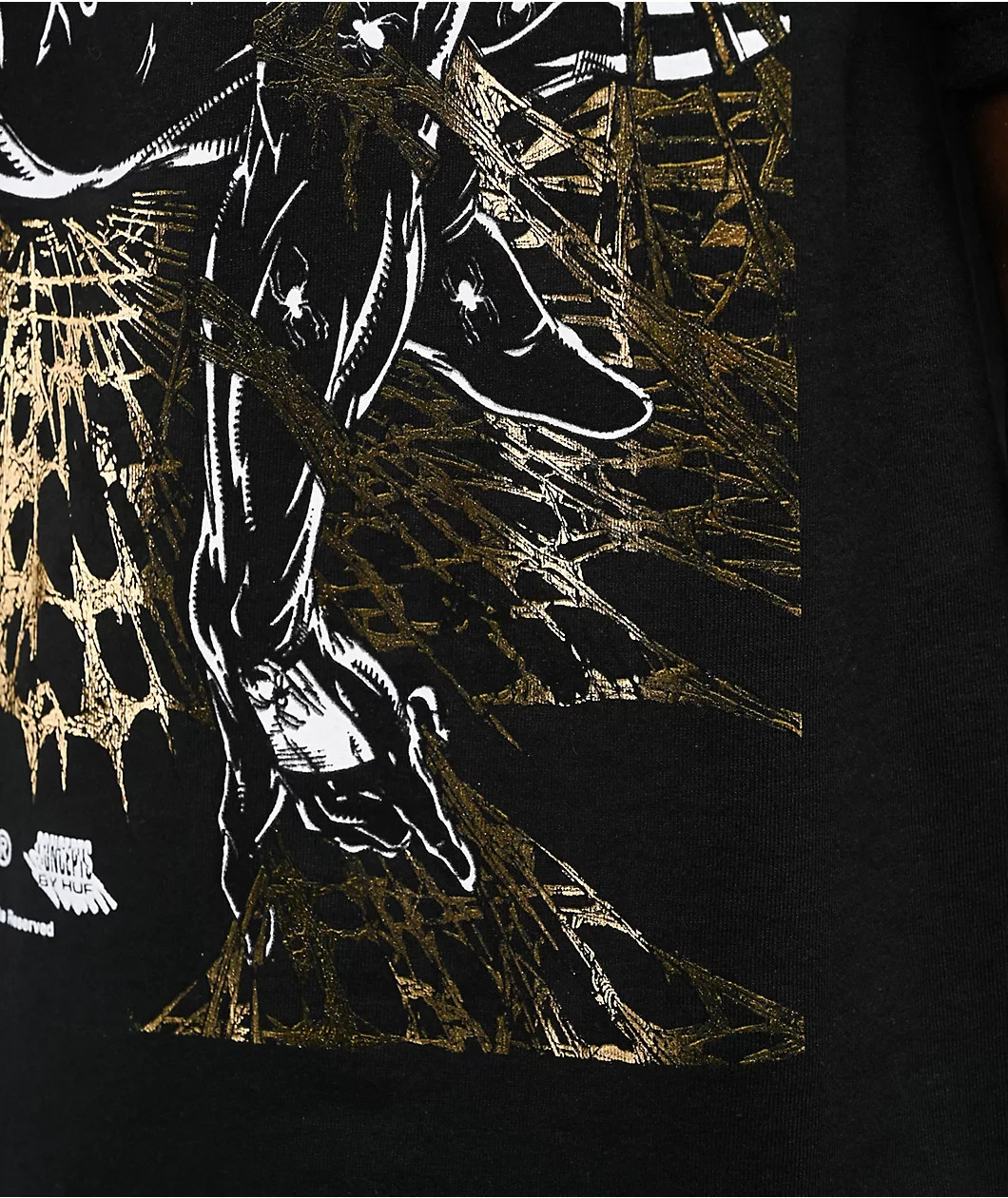 HUF x Marvel Spider-Man Arachknight Black T-Shirt Adult XL Gold Foil New NWT