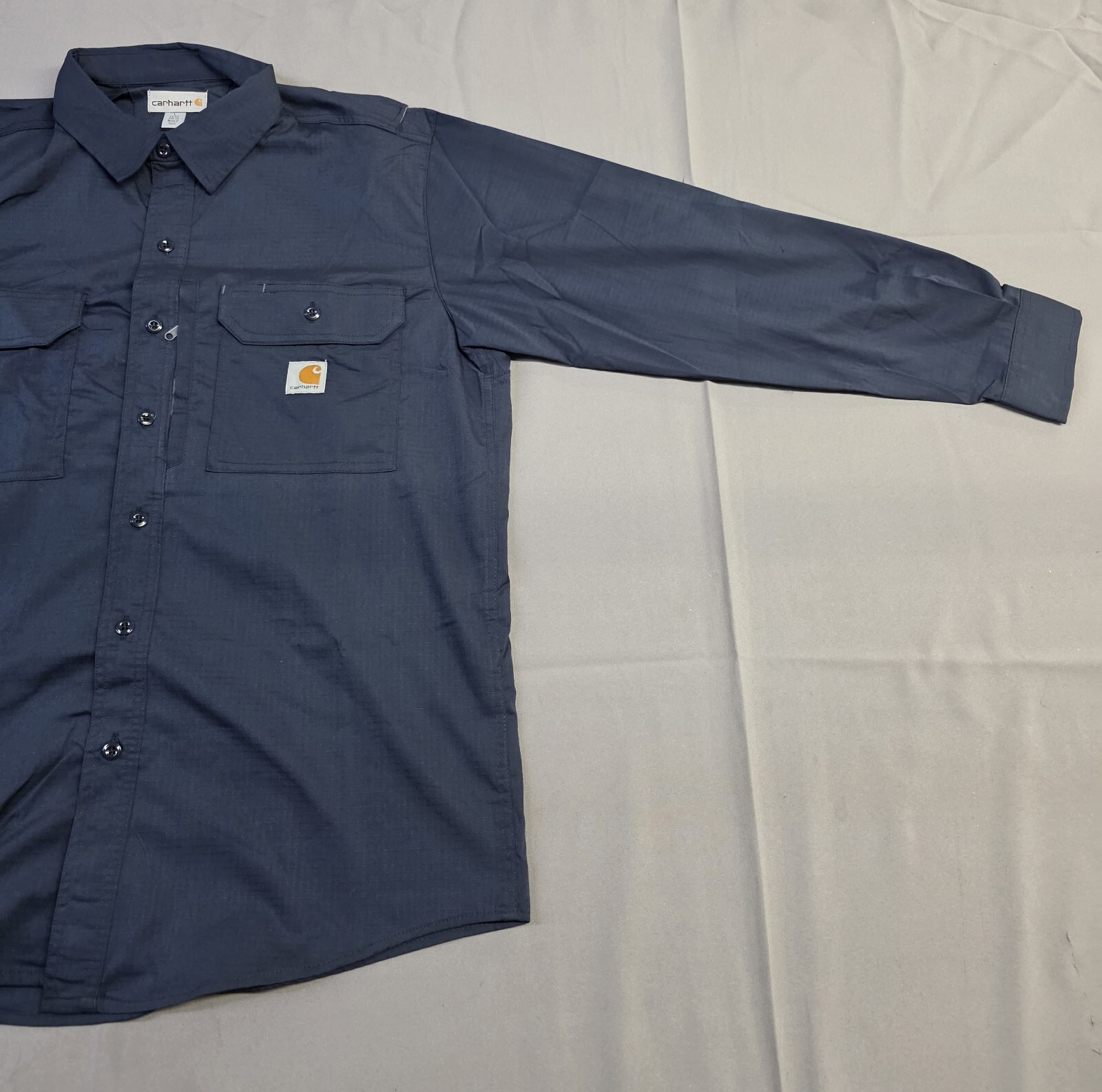 Carhartt Mens Long-Sleeve Button-Down Work Shirt, Navy