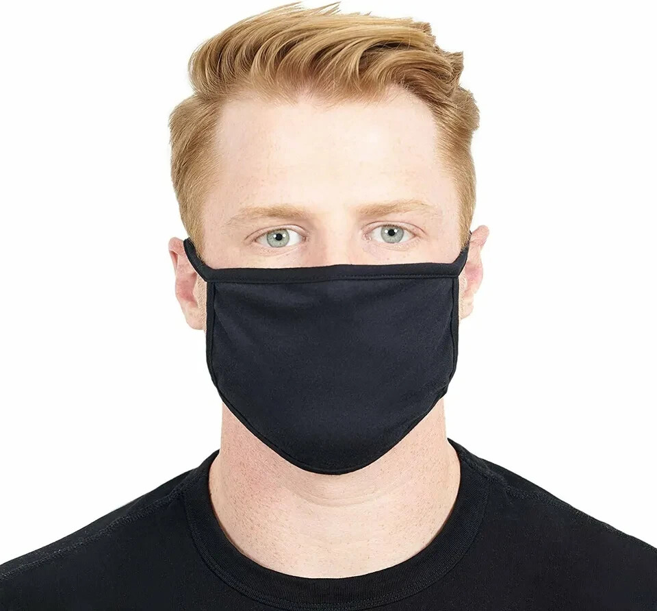 2-Pack Black Cotton Adult Face Mask – Reusable Washable Unisex