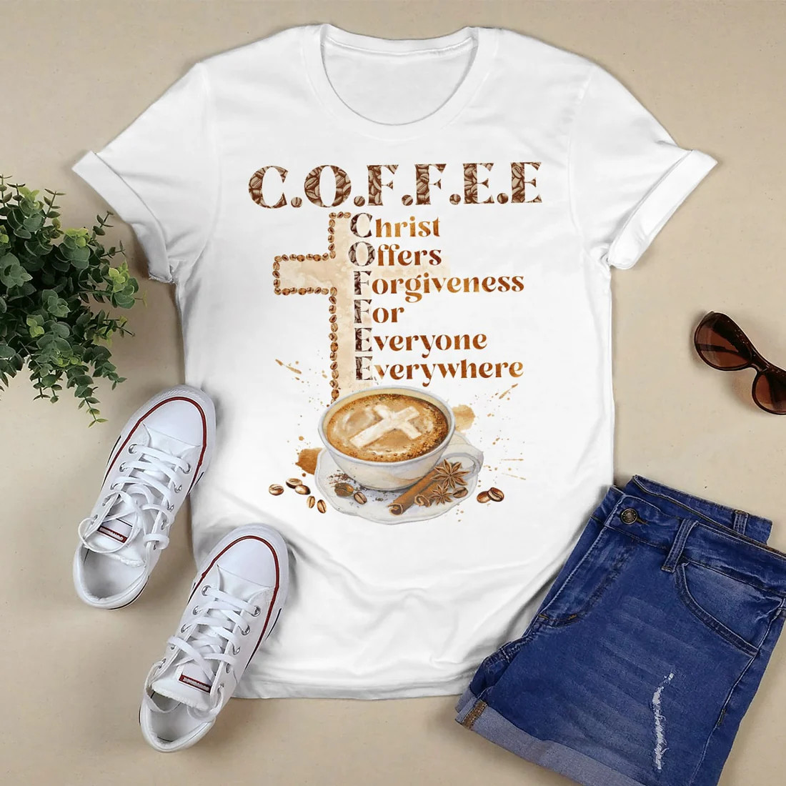 Coffee Christ Offers Forgiveness For Everyone Everywhere T-Shirt, God T-Shirt
