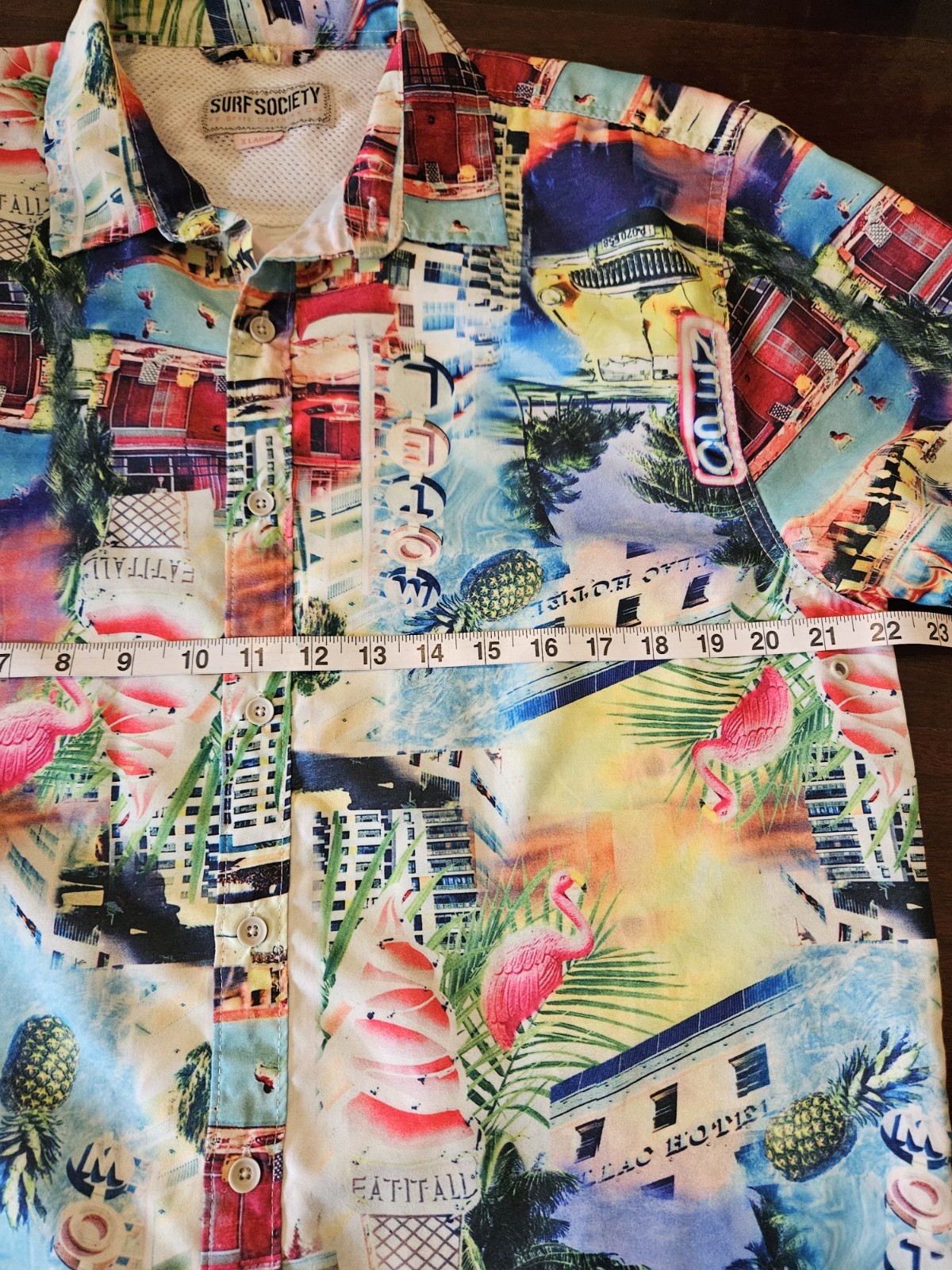 Surf Society Men’s Shirt Sz XL Button-Down Coastal Tropical Casual Fishing Beach