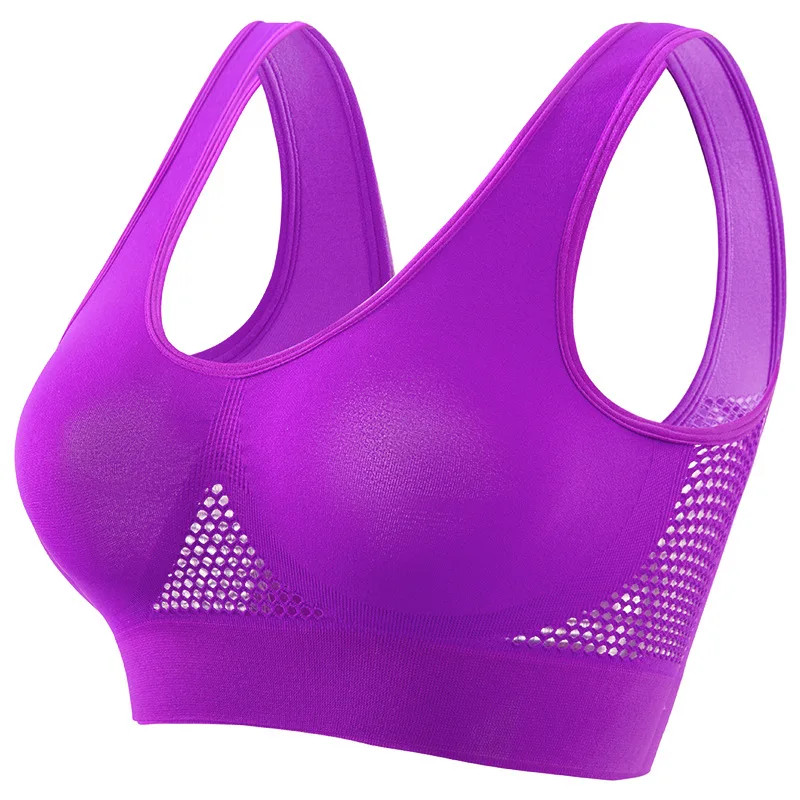 Plus Size Mesh Sports Bra Seamless Wireless Ribbed Crop Top S-5XL