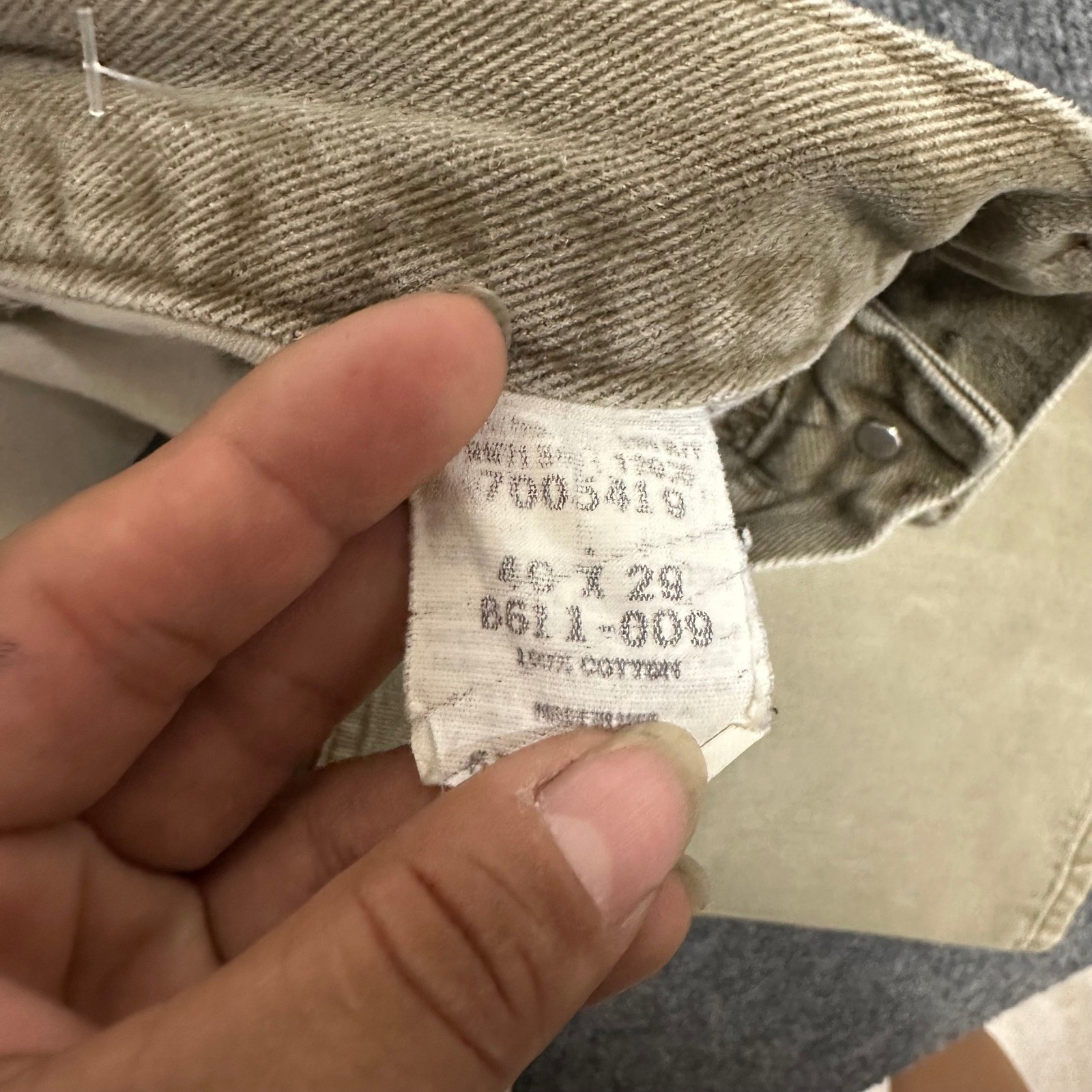 LL Bean Pants Mens Size 40×29 Khaki Olive Relaxed Fit Straight Leg Cotton USA