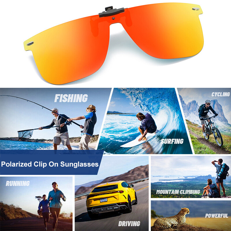 Polarized Clip-on Sunglasses Metal Clip Rimless Lens Over Prescription Glasses
