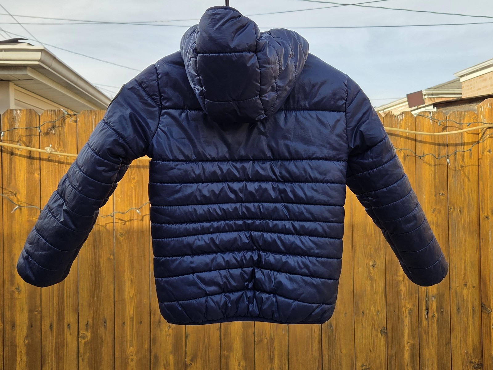 Nike Jacket Kids 6 Blue Hooded Puffer Fleece Lined Insulated Zip Pockets