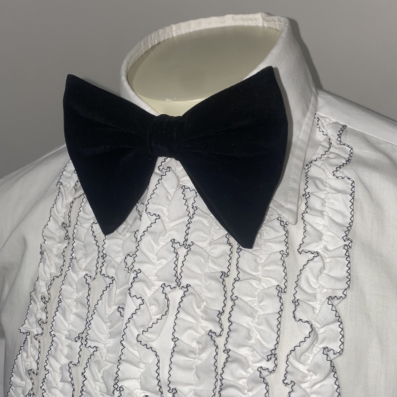 Bow Tie Vintage Floppy Wide Velour Necktie Prom Tuxedo Black VTG 60s 70s Men NEW