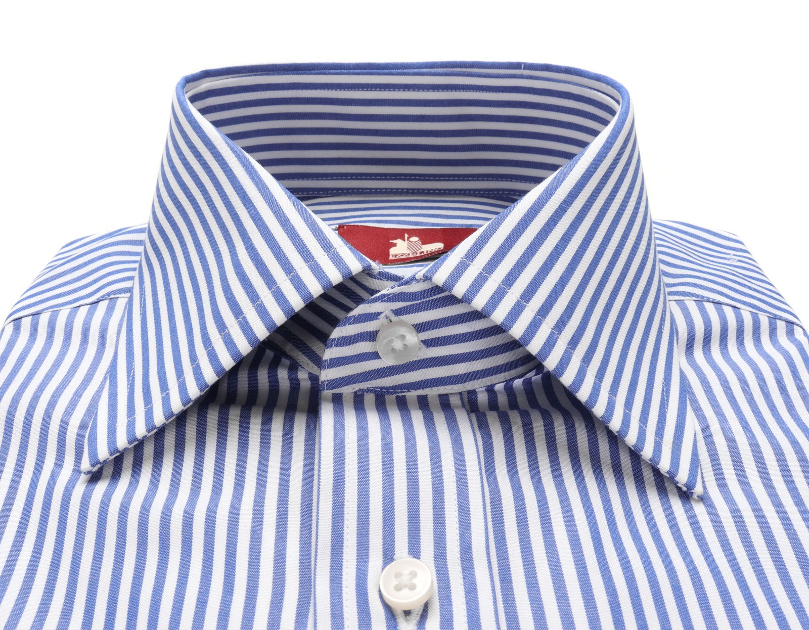 NWT EZZELINO DRESS SHIRT blue white poplin 2-ply cotton Italy 41 16
