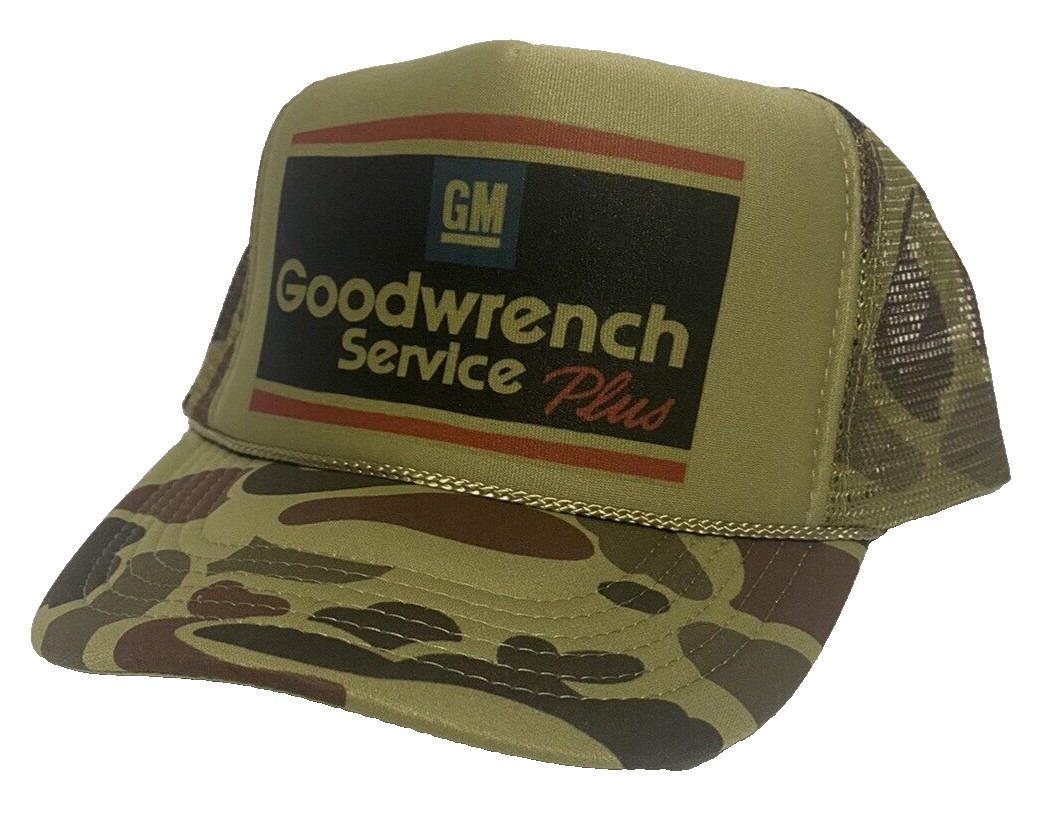 Vintage Goodwrench Service Hat Earnhardt Trucker Hat Adjustable Camo NASCAR Cap