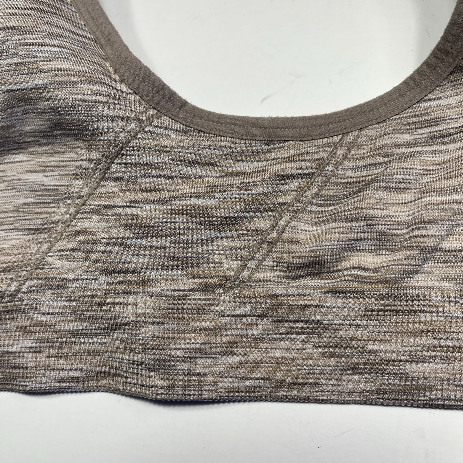 Avia Sports Bra Women Medium Beige Space Dye Front Zip Racerback Wireless Active