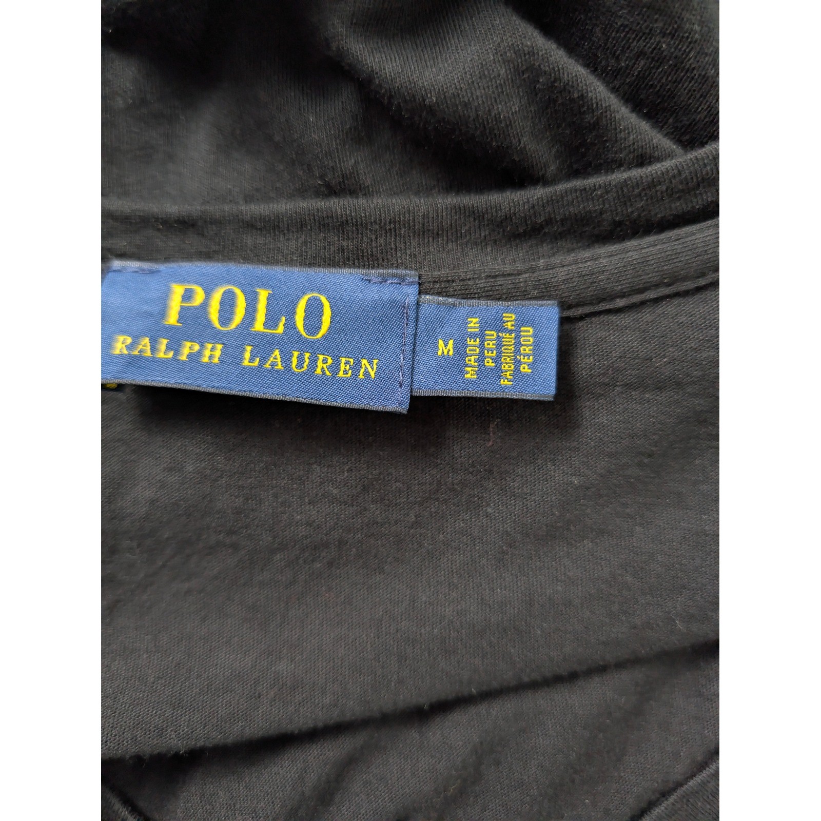 Polo Ralph Lauren T-Shirt Women Medium Black V-Neck Cotton Blend Logo Capsule