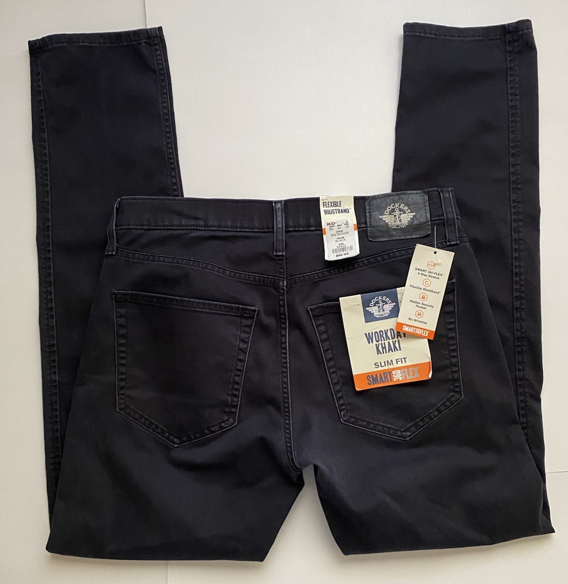 Dockers Men’s Workday Slim Fit Khakis Black Size 32W x 32L Smart Flex New w Tags