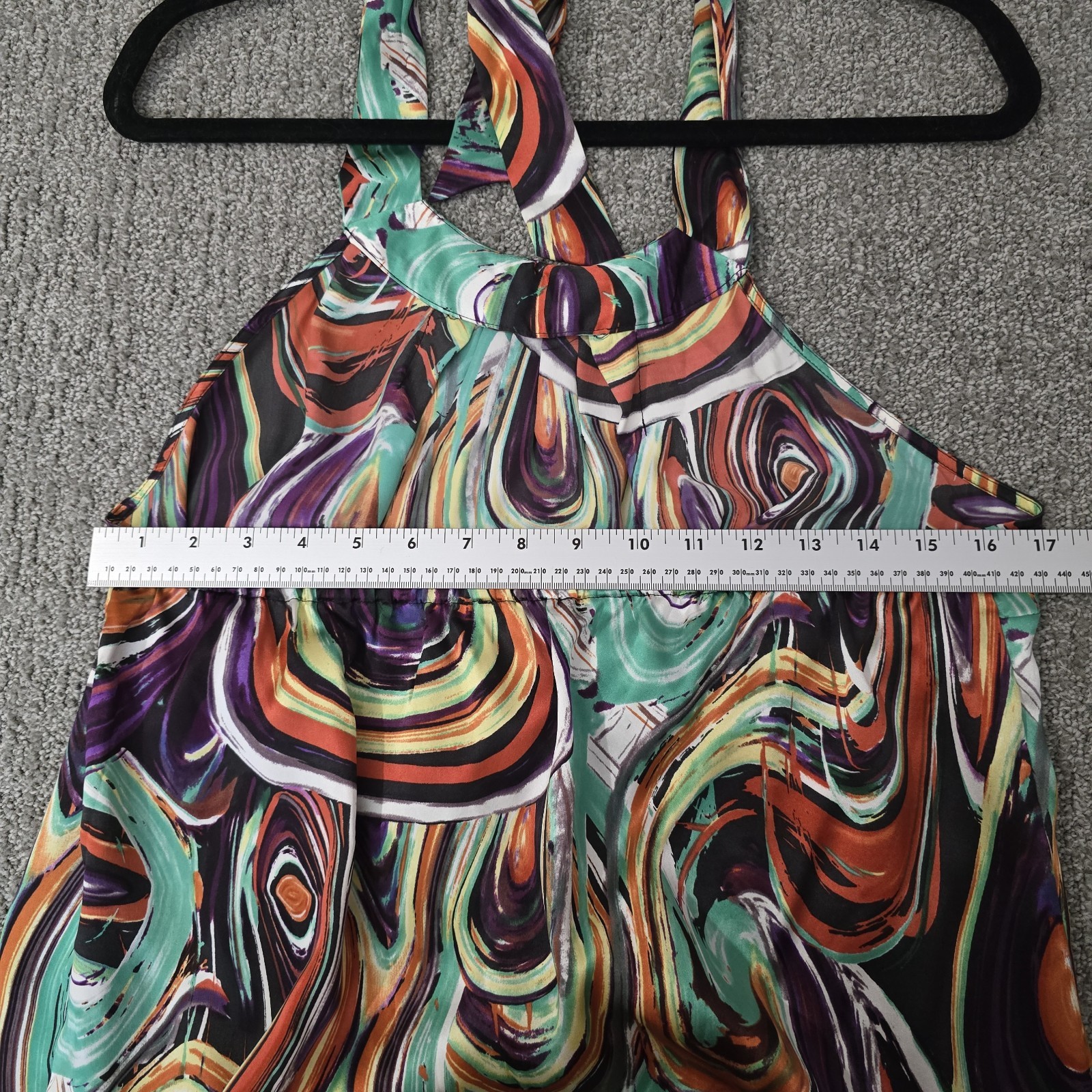 The Limited Abstract Swirl Halter Silk Top Womens Large Psychedelic Y2K