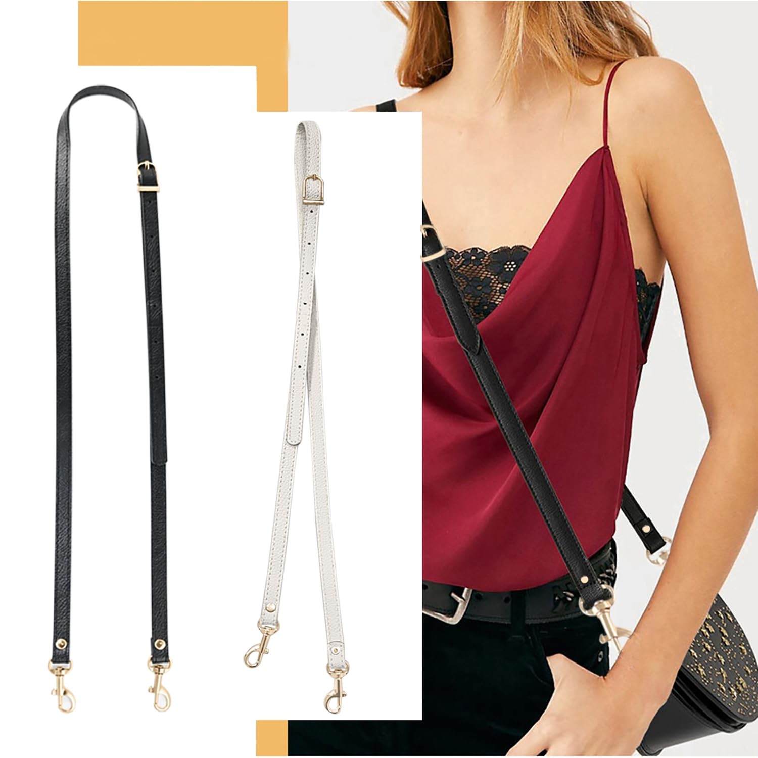 Leather Purse Strap Replacement Black Leather Crossbody Strap Adjustable