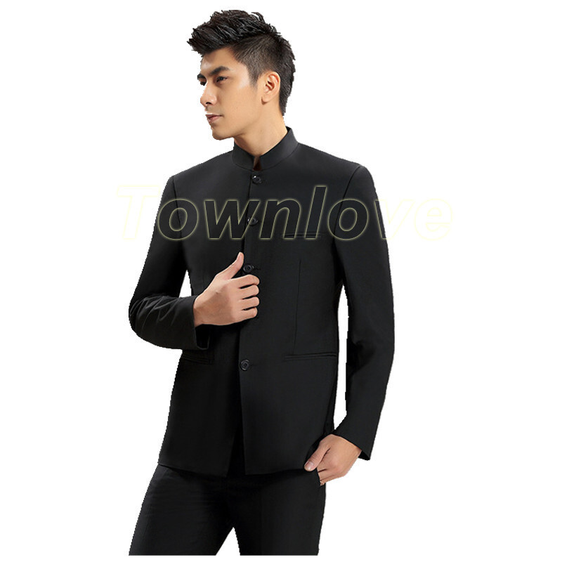 Mens Single Breasted Mao Suit Oriental Chinese Tunic Jackets Pants Blazers Sets
