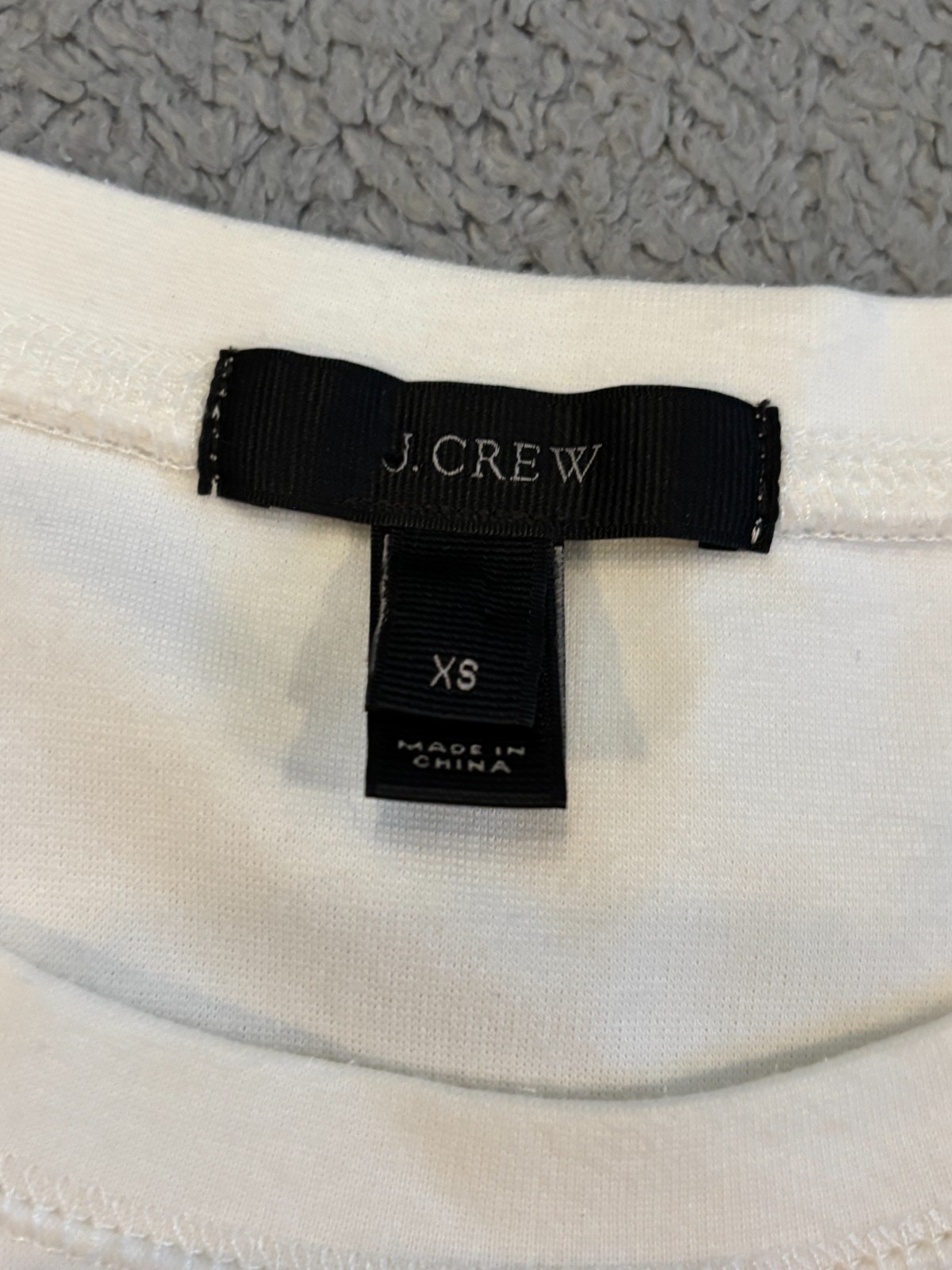 J Crew Structured Necklace Top XS White Embellished Blue Jewel Rhinestones