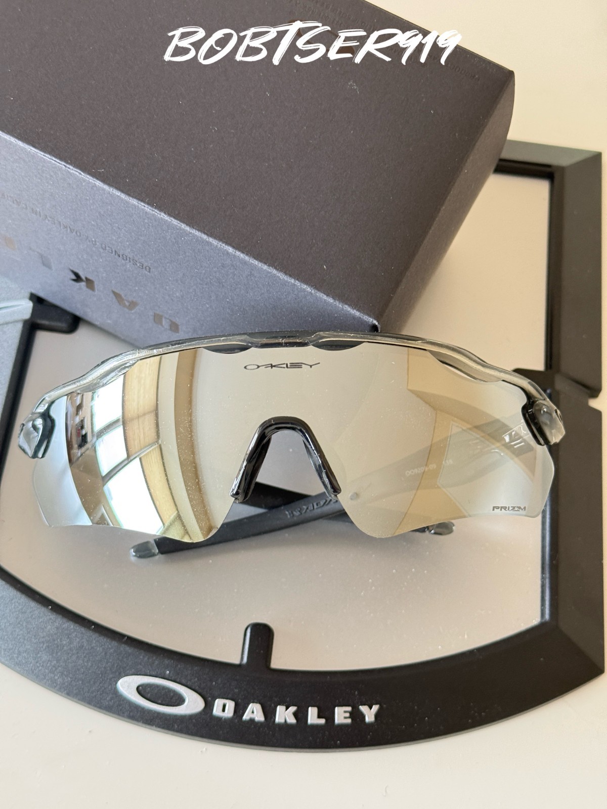 New Oakley OO9208 Radar EV Path Sunglasses Clear Gray Frame Prizm Mirrored Lens