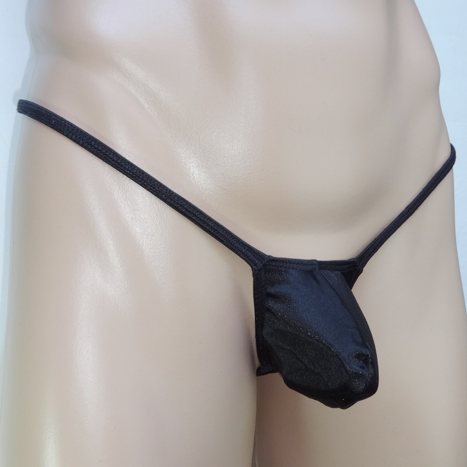 K403Y K403 Mens Shiny Satin Knit Grape Smugglers String Thong Contoured Pouch