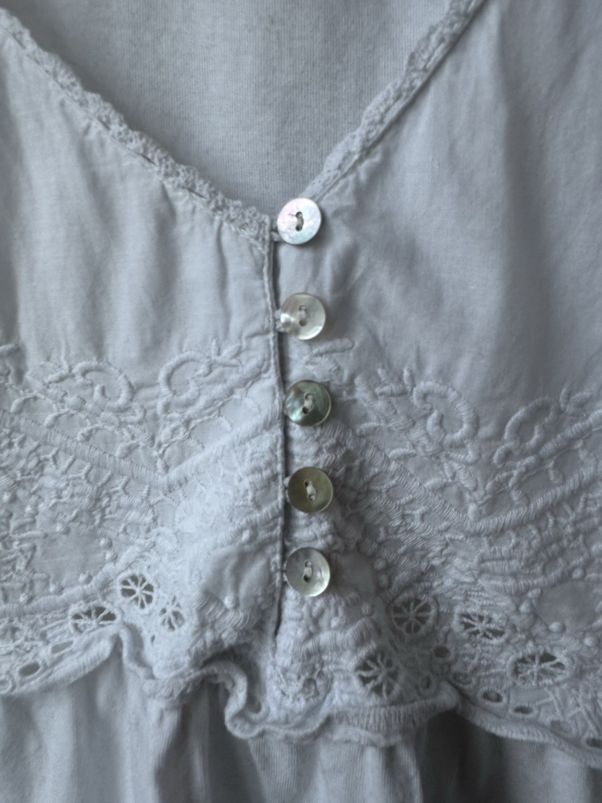 John Lewis White 100% Cotton Broderie Lace Trim Sleeveless Vest Top UK 10