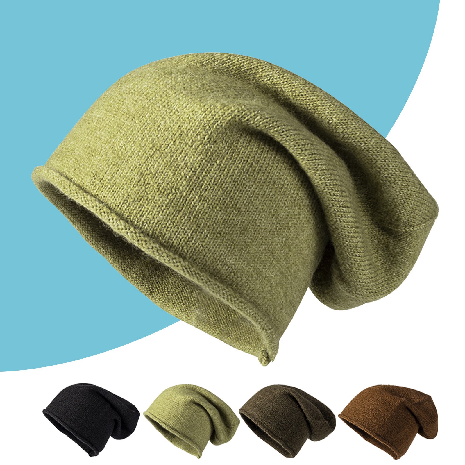 Cashmere Beanie Hat Women Winter Knitted Slouchy Oversized Warm Men Cap HatRM