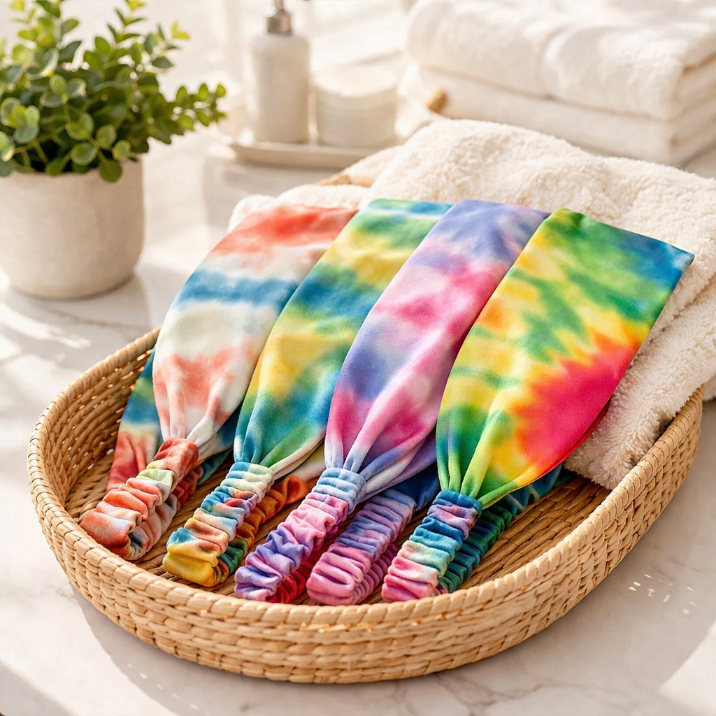 4pcs Tie Dye Headwrap Boho Wide Stretch Women Headband Turban Headwear Biker Lot