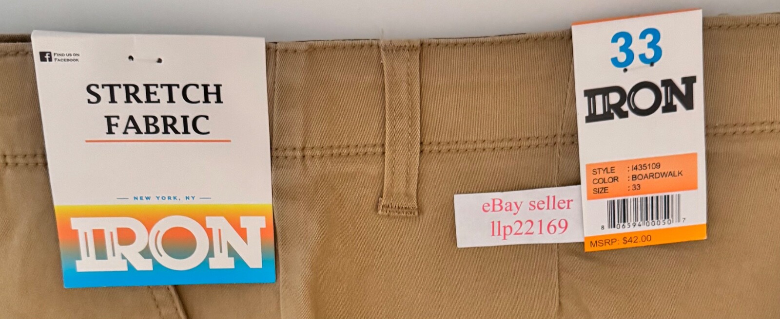 IRON CO Men’s Stretch Shorts (SIZE 33) Flex Waist Flat Front BOARDWALK New Tag!