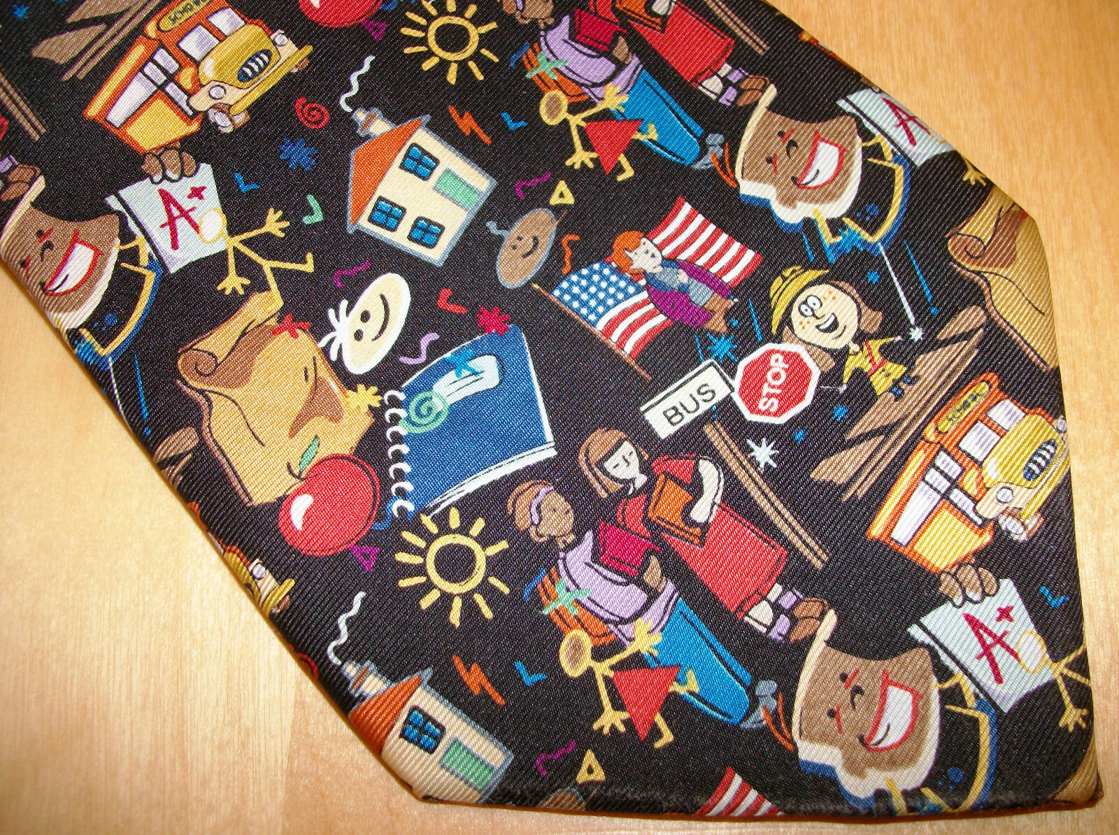 School Teacher’s Cartoon Children Silk Neck Tie 57′” Long x 3.75″ Wide (D815)