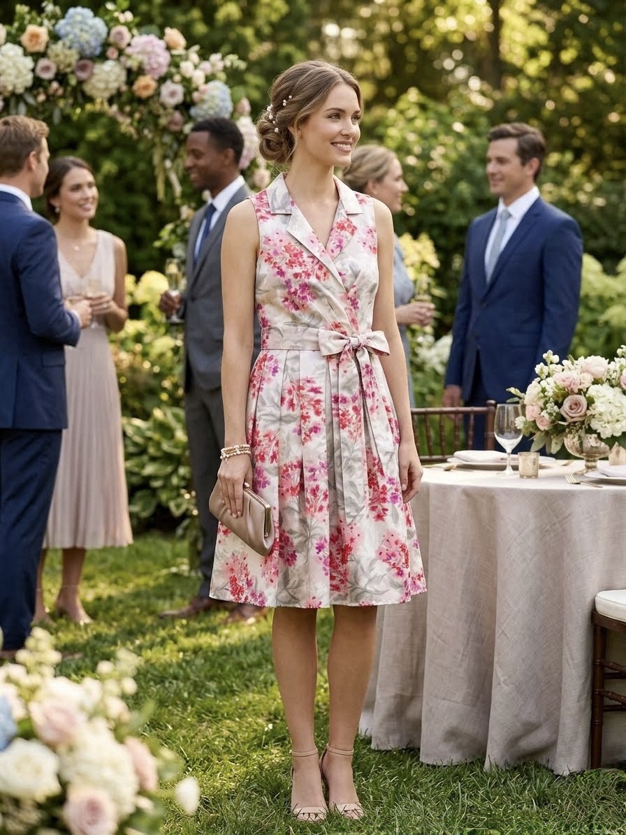 Jessica Howard Floral Fit & Flare Faux Wrap Dress 14 Cocktail Wedding Guest