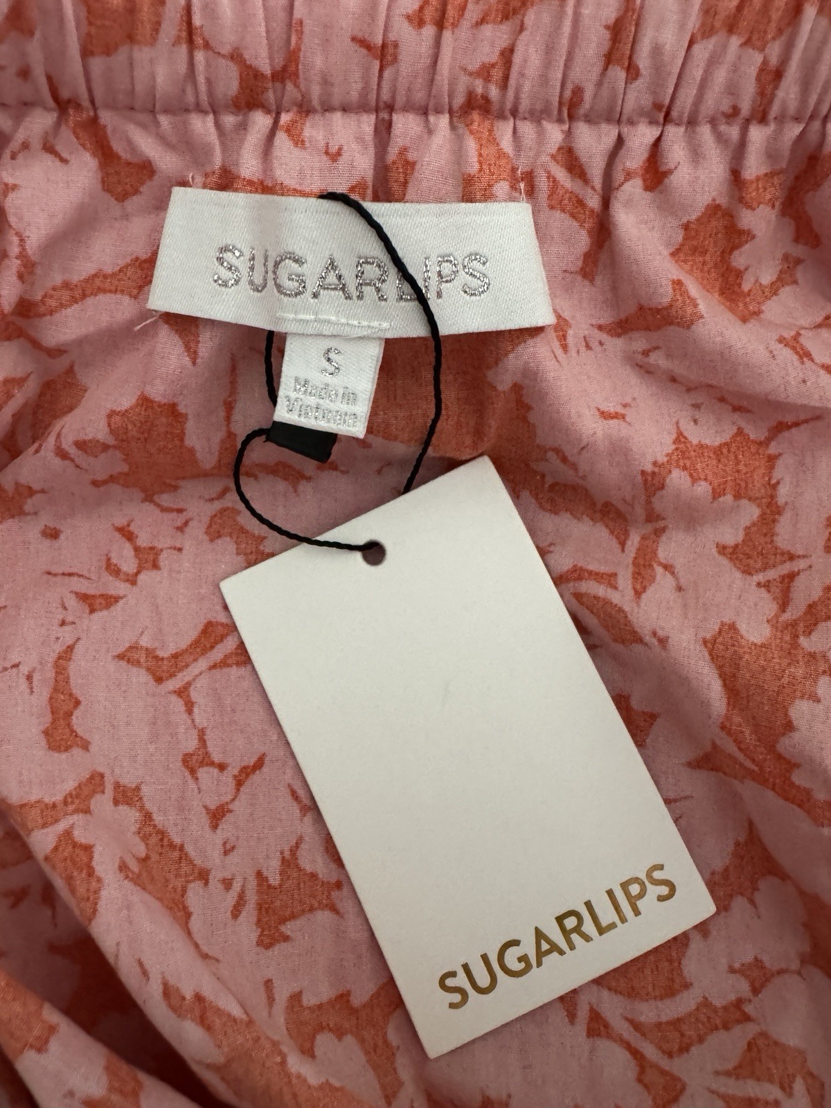 SUGRALIPS Pink Orange Floral Ruffle Tie-Shoulder Camisole Blouse Size S