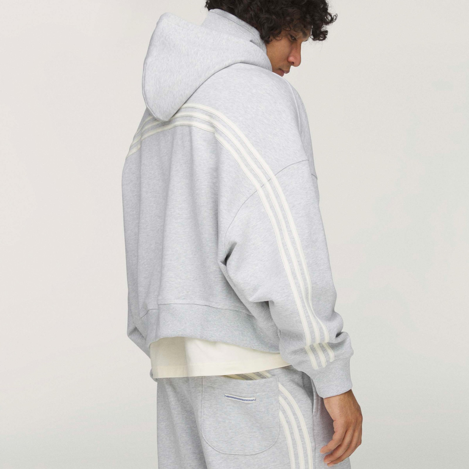 Adidas x Bad Bunny (Light Grey) Men Crewneck Hooded Balaclava Sweatshirt KF1798
