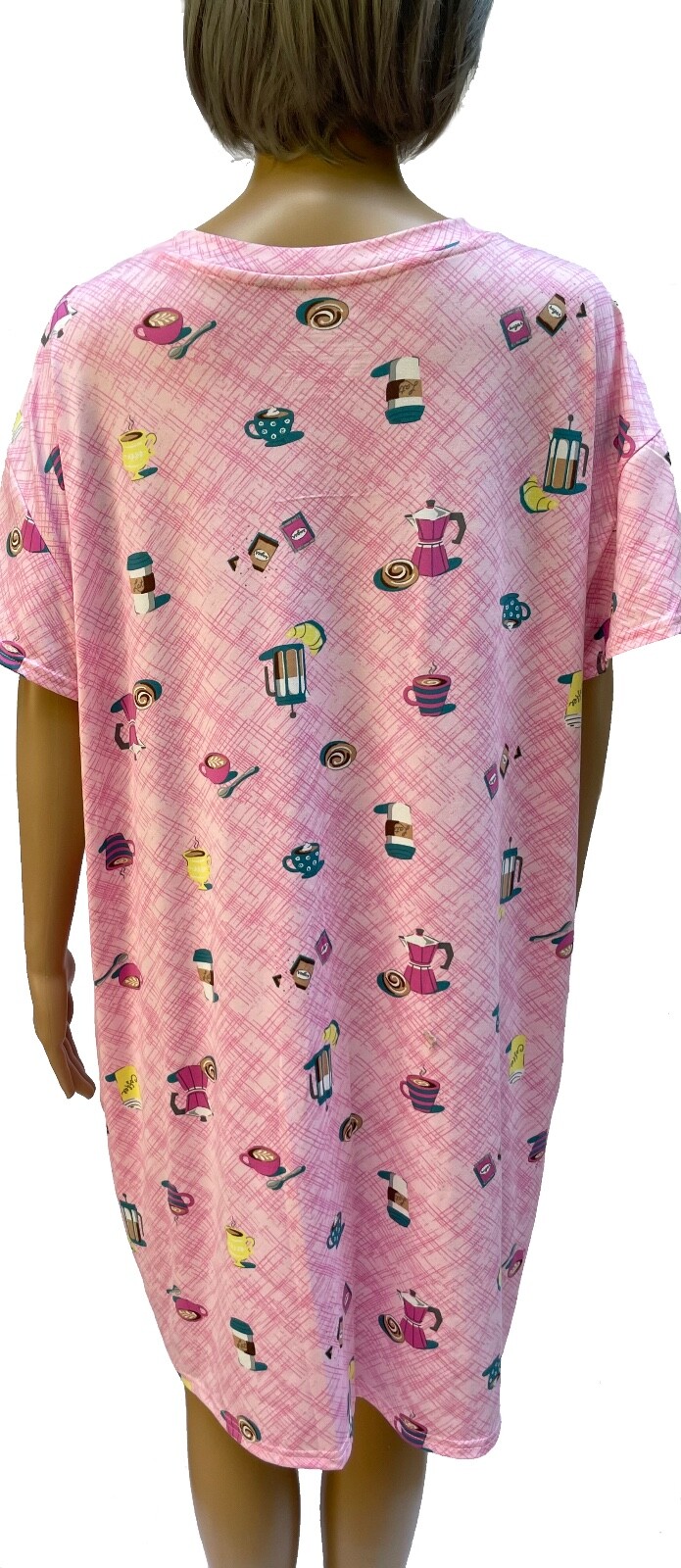 JOYSPUN Soft Polyester Spandex Short Sleeve Sleepshirt W/Pockets 4 Variations
