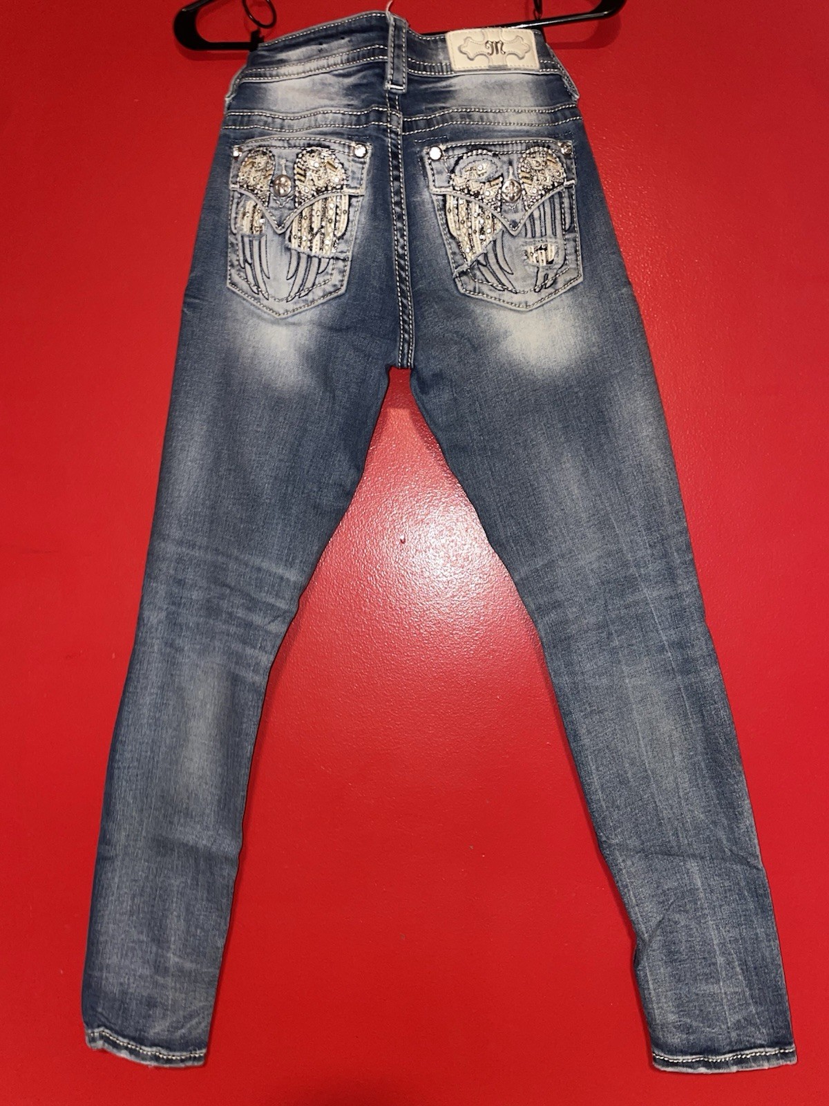 Miss Me Women’s Light/Medium Skinny Jeans Size 27 Low Rise Embellished Denim