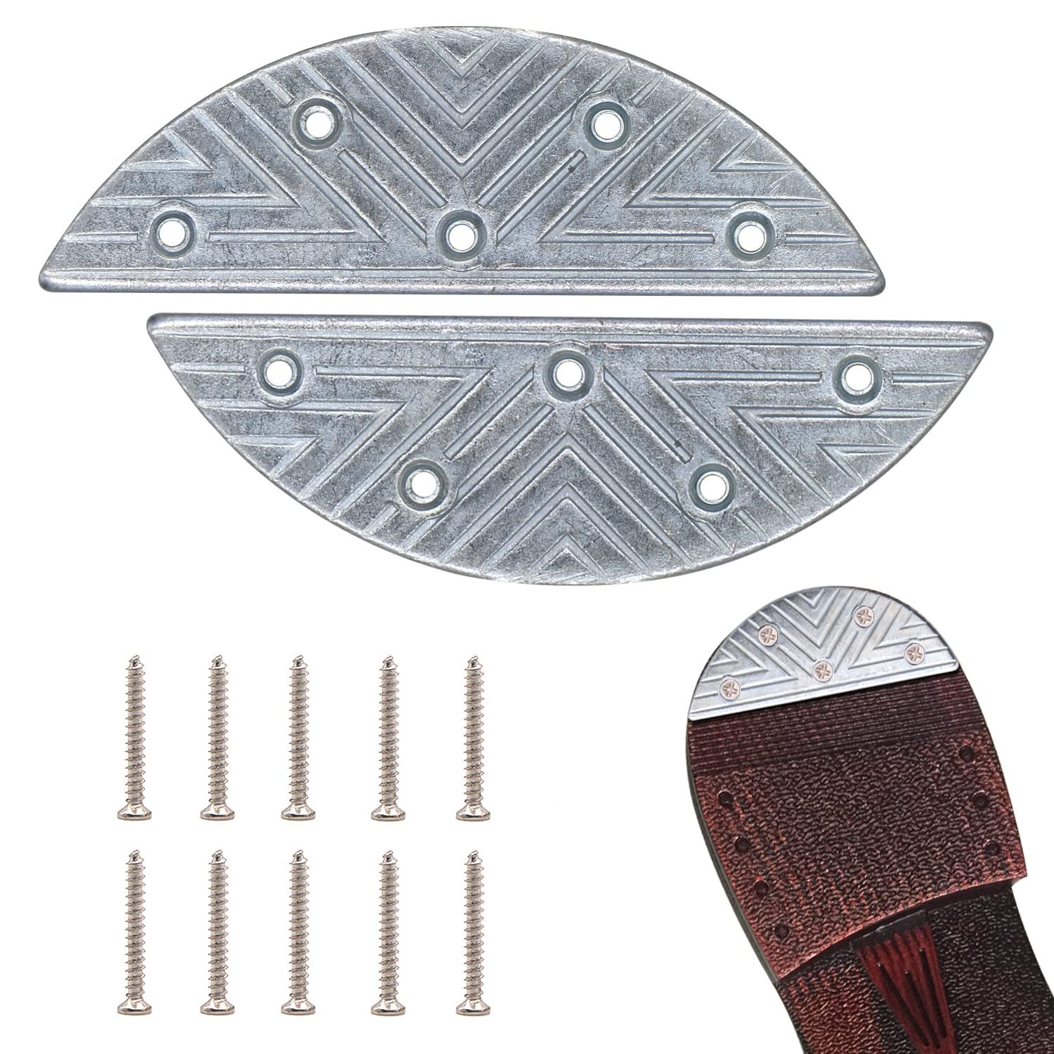 Metal Heel Plates 1 Pairs Sole Repair Kit with Screw Nails Shoes Heel Taps Ti…
