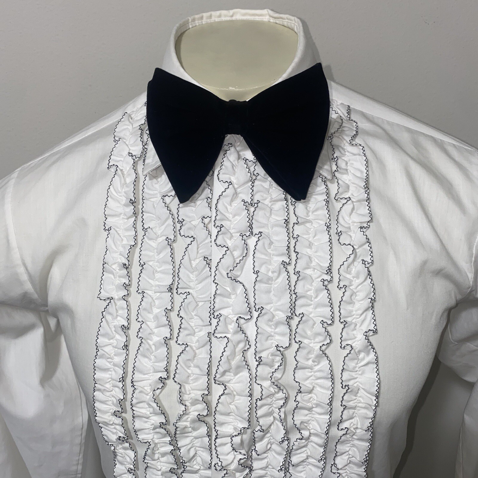 Bow Tie Vintage Floppy Wide Velour Necktie Prom Tuxedo Black VTG 60s 70s Men NEW